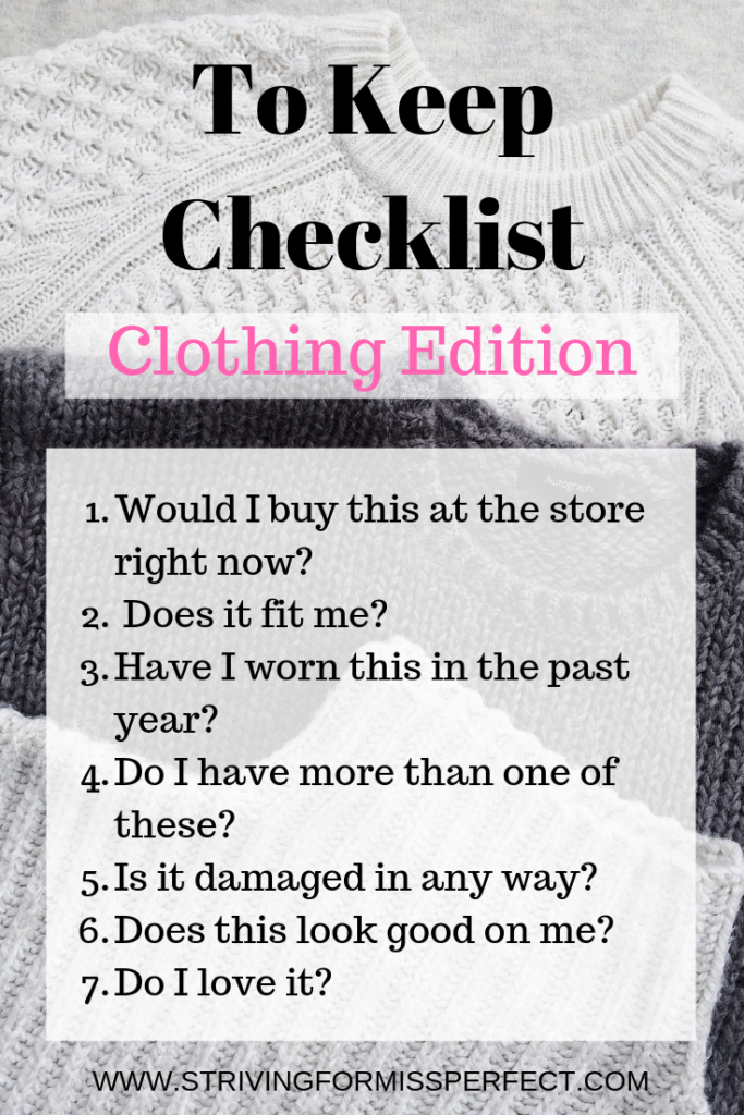 To keep checklist for clothes