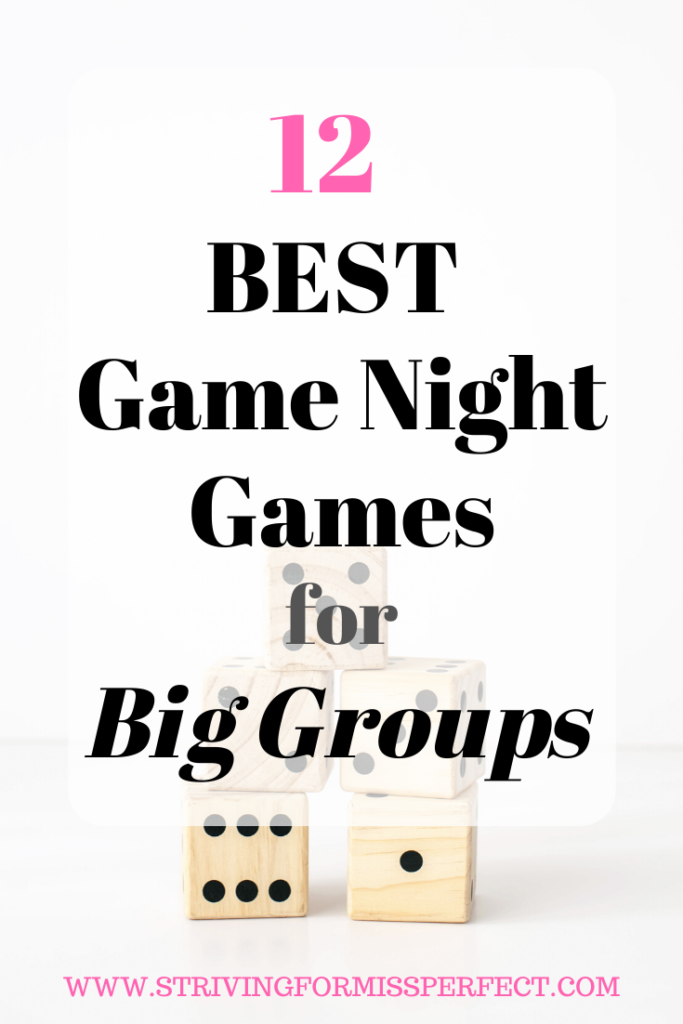 12 best game night games for big groups. Whether it's a CHristmas party or a game night, here are some simple and fun games you can play with a big group of people. #gamenight #games #gameideas #familygamenight #partygames 
